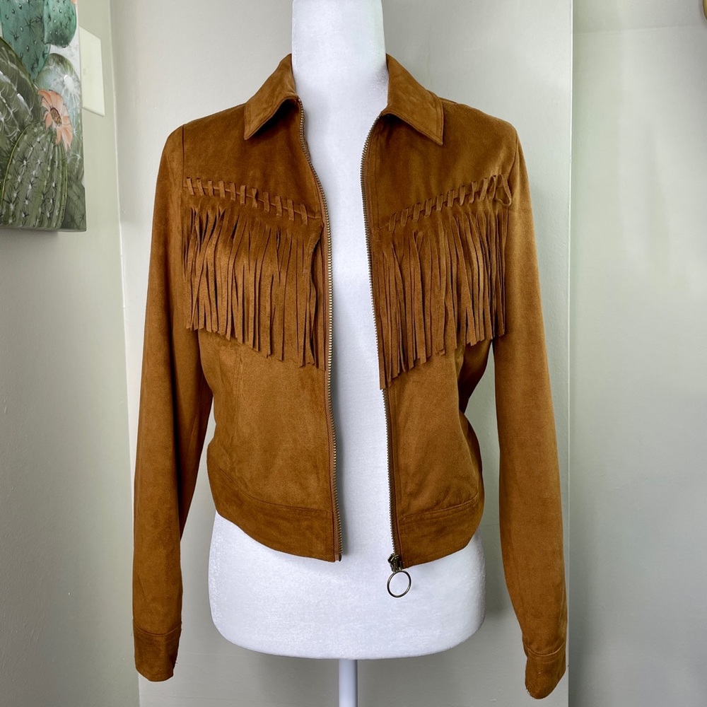 Forever 21 Faux Suede Fringe Brown Jacket